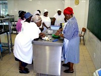 Working together in the kitchen